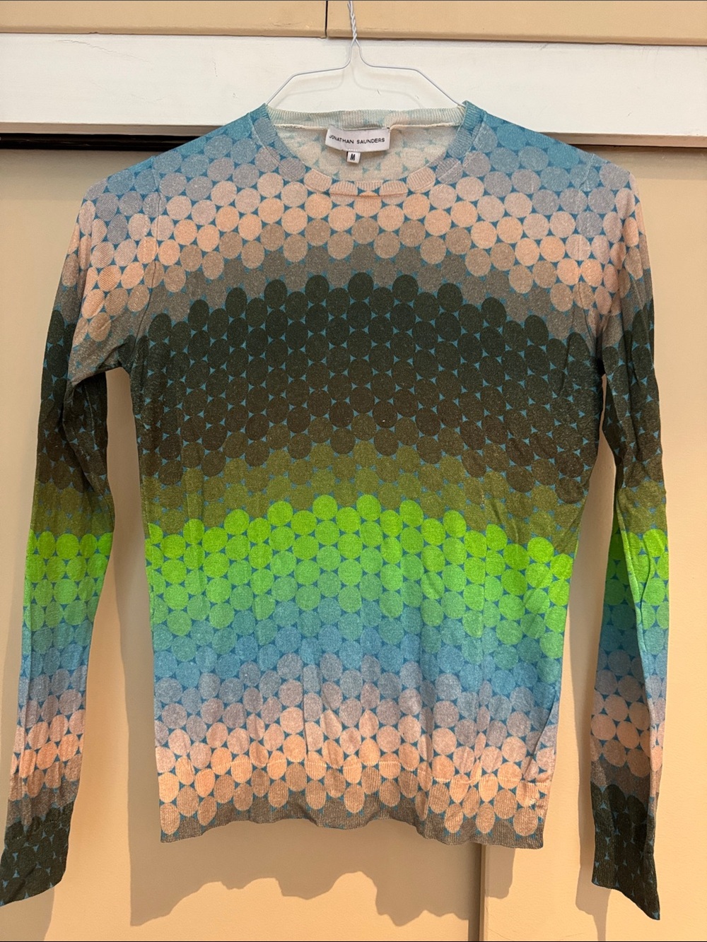 Jonathan Saunders Gradient Dot Long Sleeve Top - Blue Green Neon